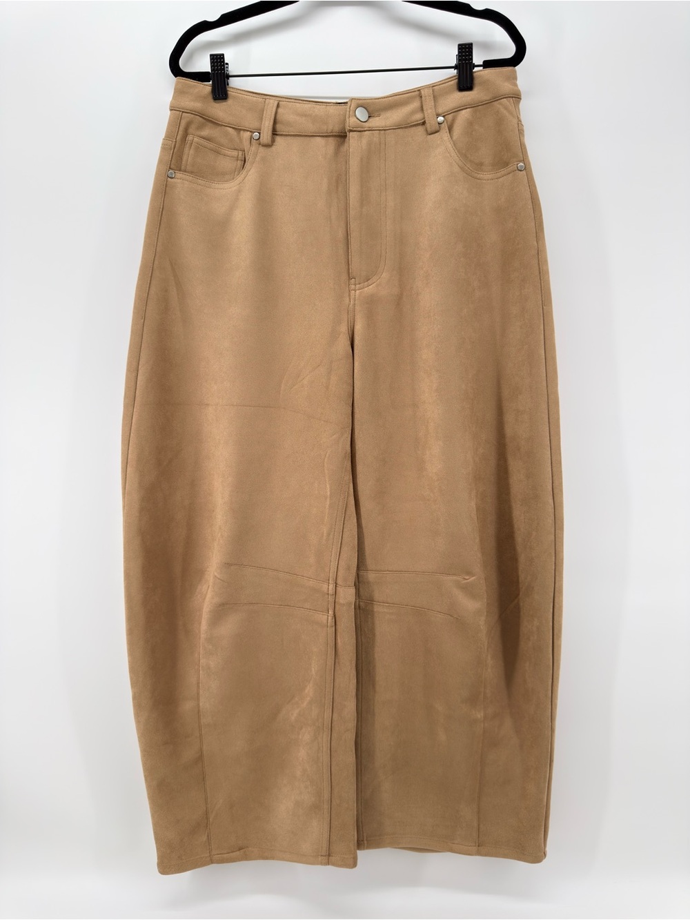 Faux Suede Barrel Pants L tan